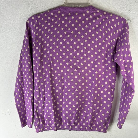 Boden Sweater Womens 10 Cardigan Button purple white polka dot casual everyday - Picture 3 of 11